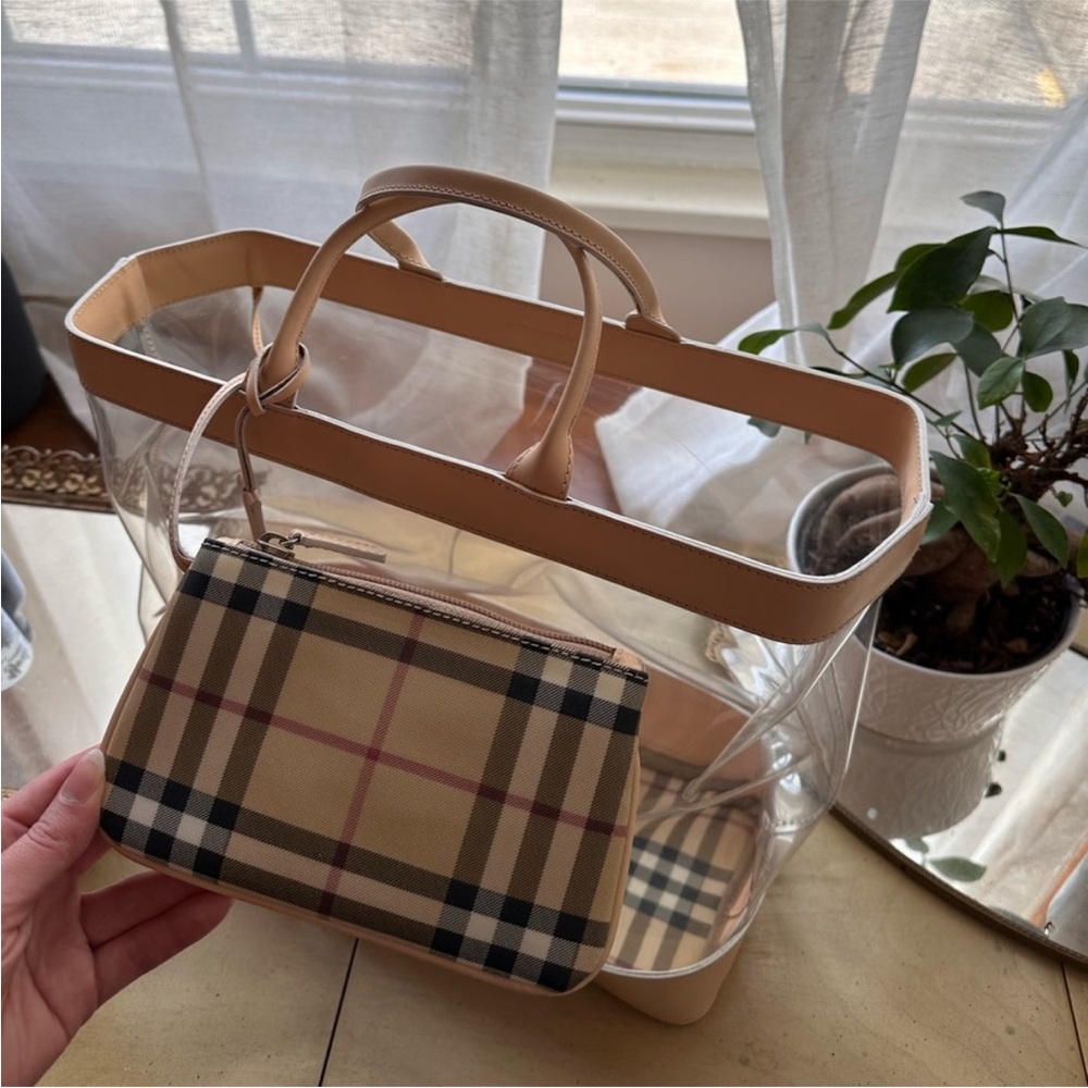 Transparent Tote Bag with Tan Accents - Picture 4 of 5